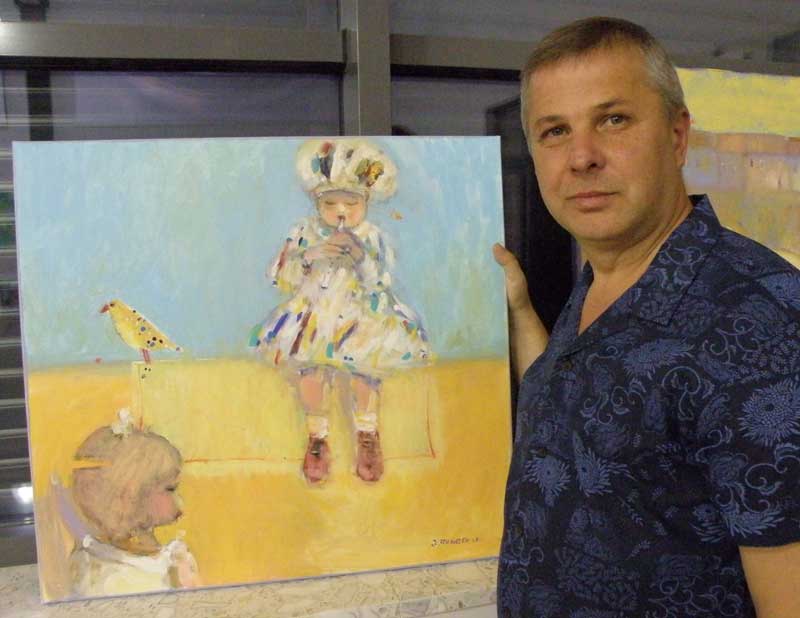 Józef Franczak artysta ze Strzyżowa, prezentuje swoją pracę